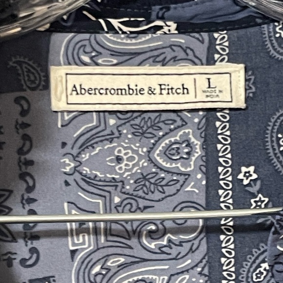 ABERCROMBIE & FITCH Long-sleeve mid length Blue handkerchief pattern size Large - Picture 7 of 8